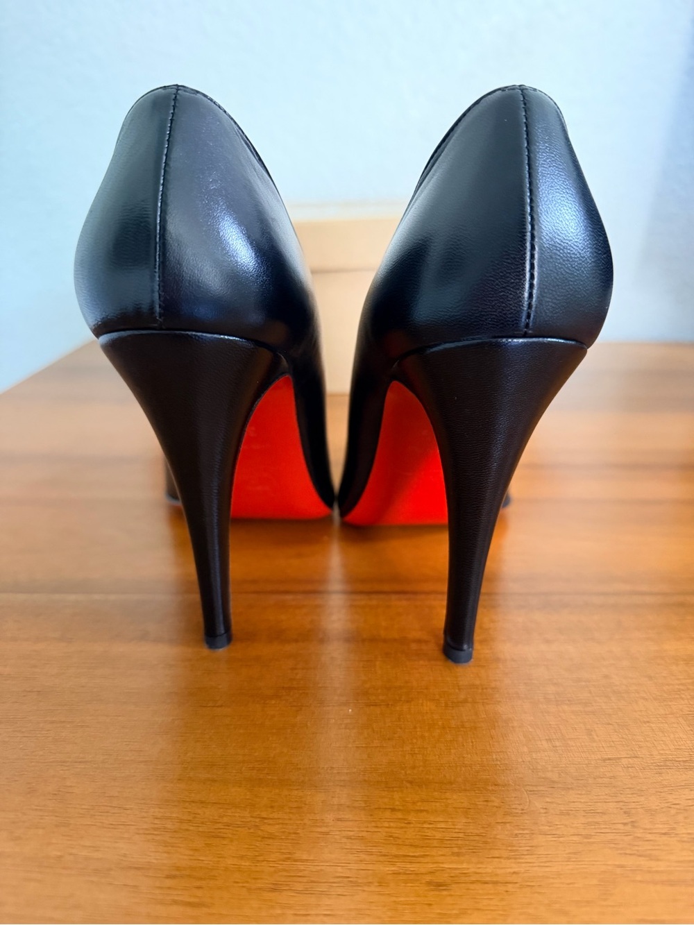 Christian Louboutin Black Leather Pumps with Red Soles - Picture 3 of 7